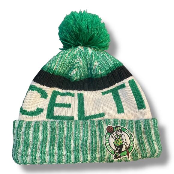 New Era Boston Celtics NBA Basketball Knit Beanie Hat Cap Cuff Pom Lined Wool - Picture 3 of 12